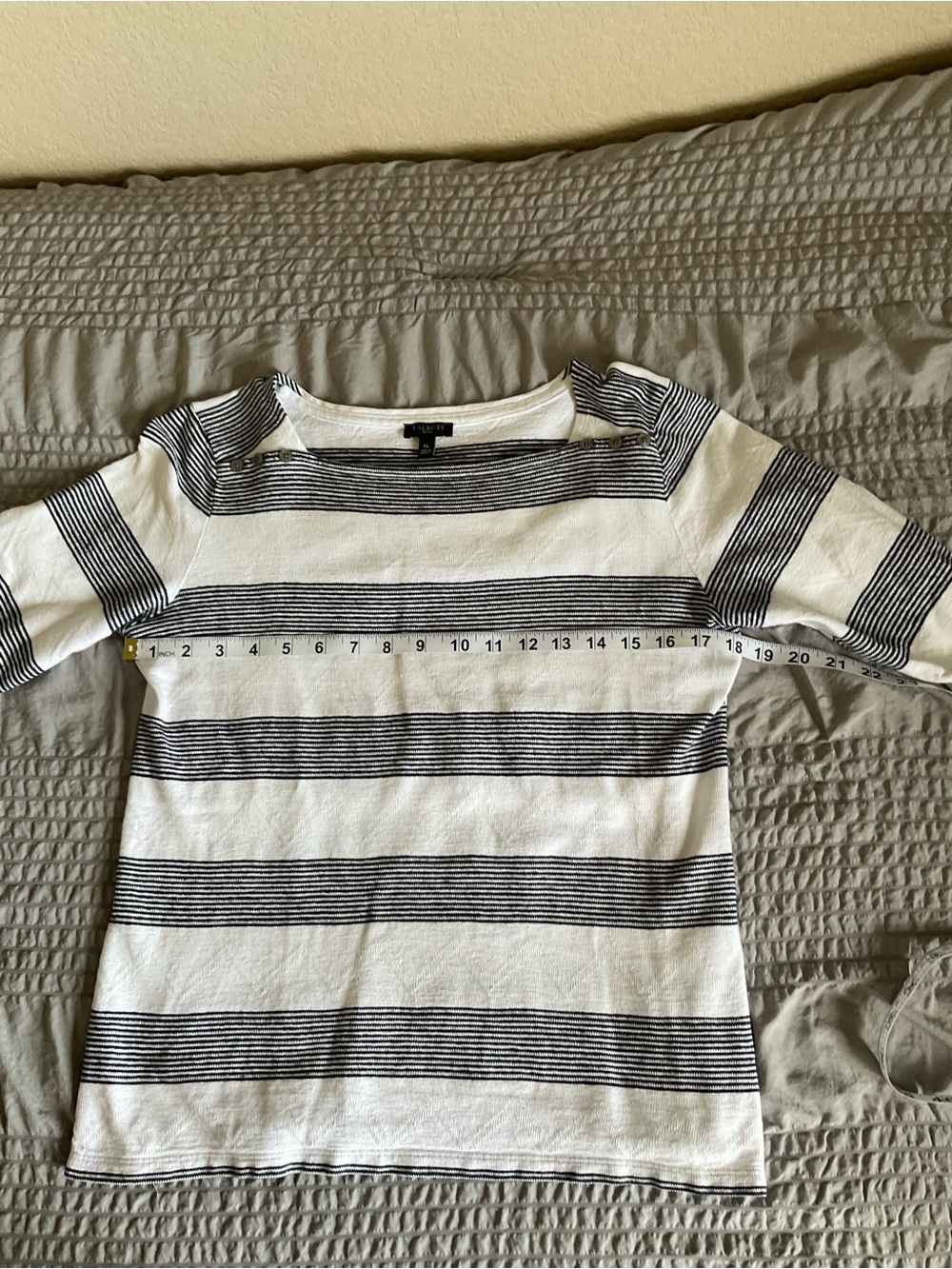 J. Crew White and Black Striped Short Sleeve Tee